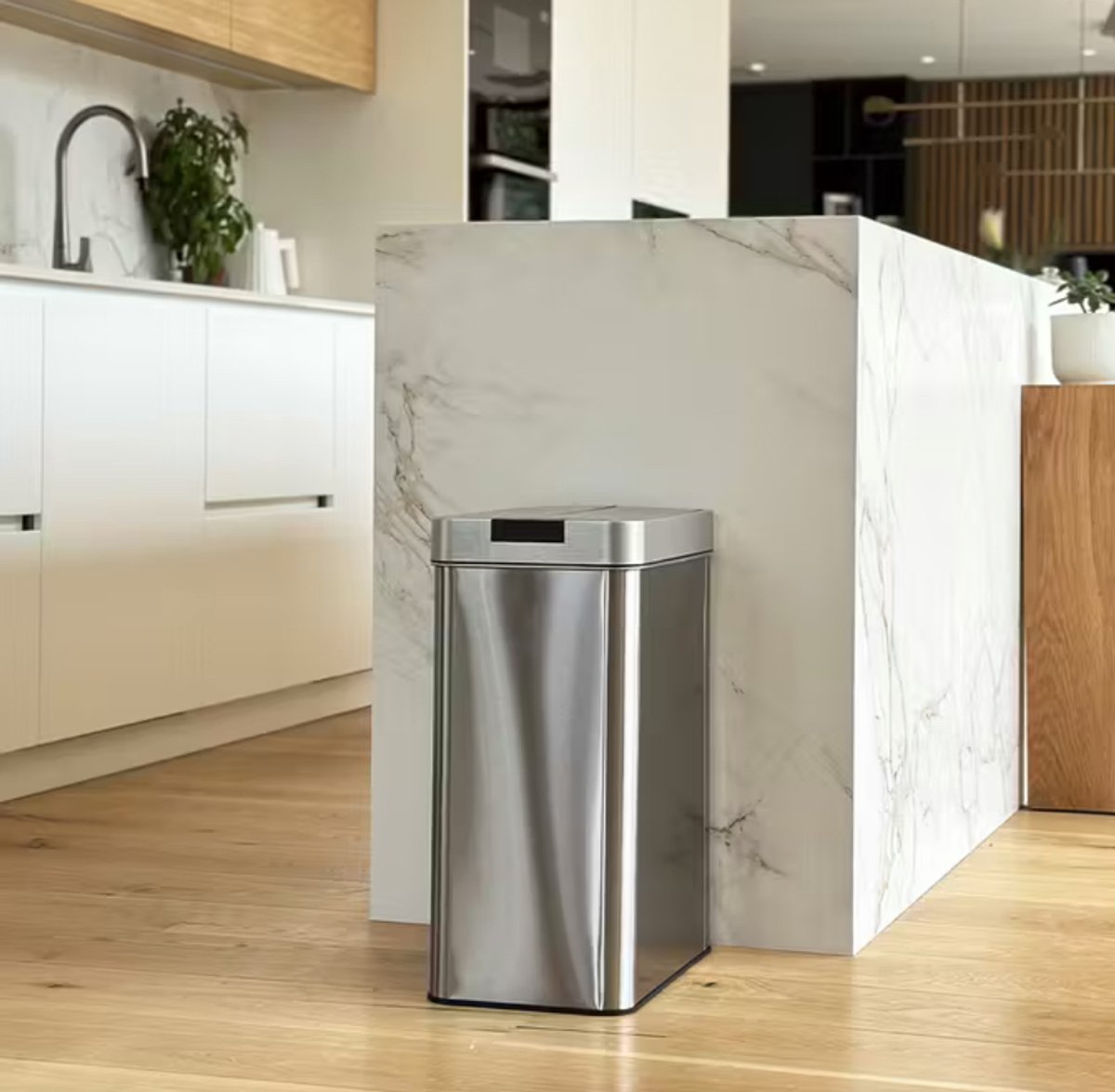 Sensor Prullenbak met vlinderopening sensor 50L RVS Grijs