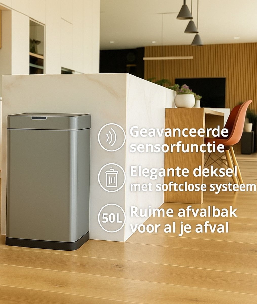 Sensor Prullenbak Vingerafdrukvrij Grijs