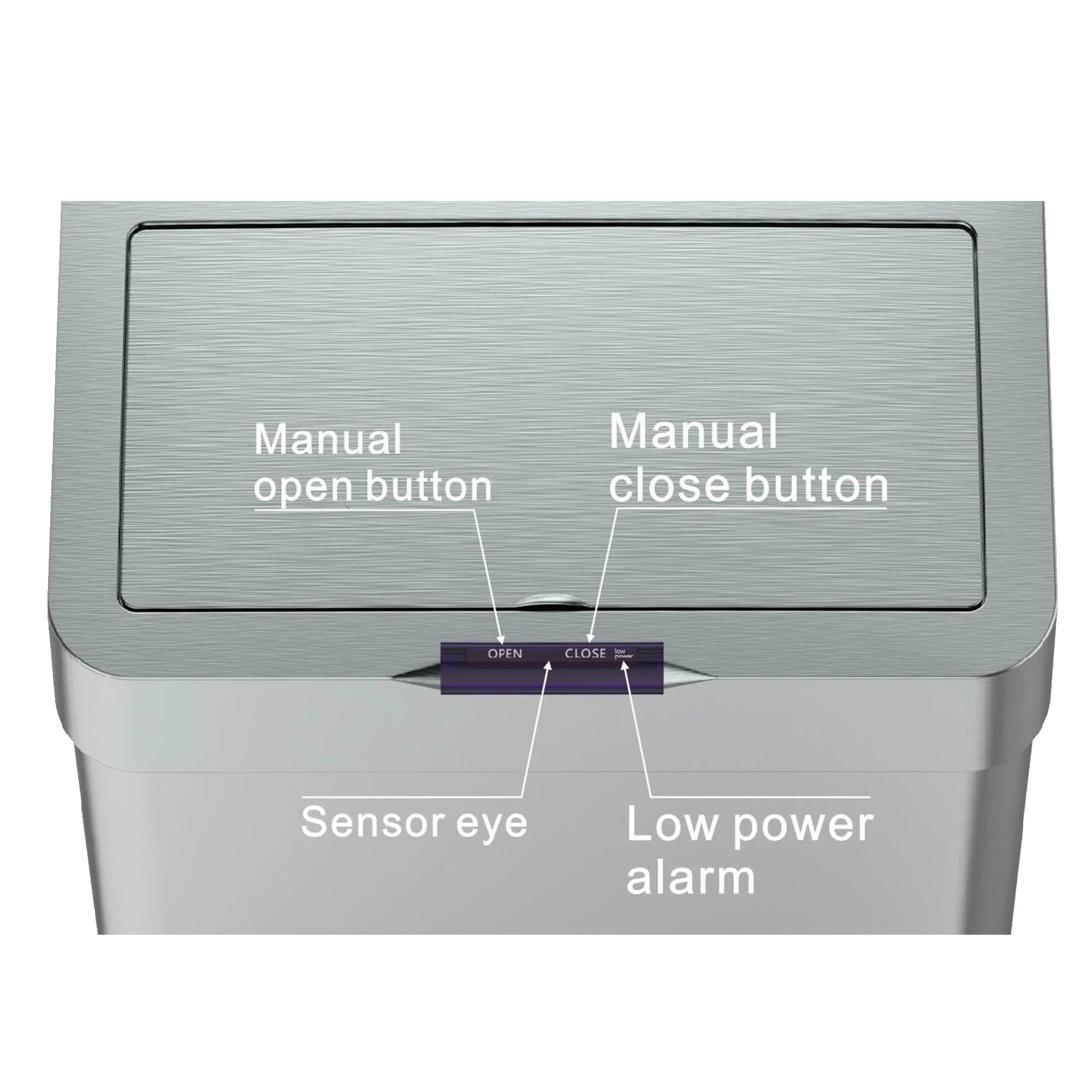 Sensor Prullenbak met vlinderopening sensor 50L RVS Grijs