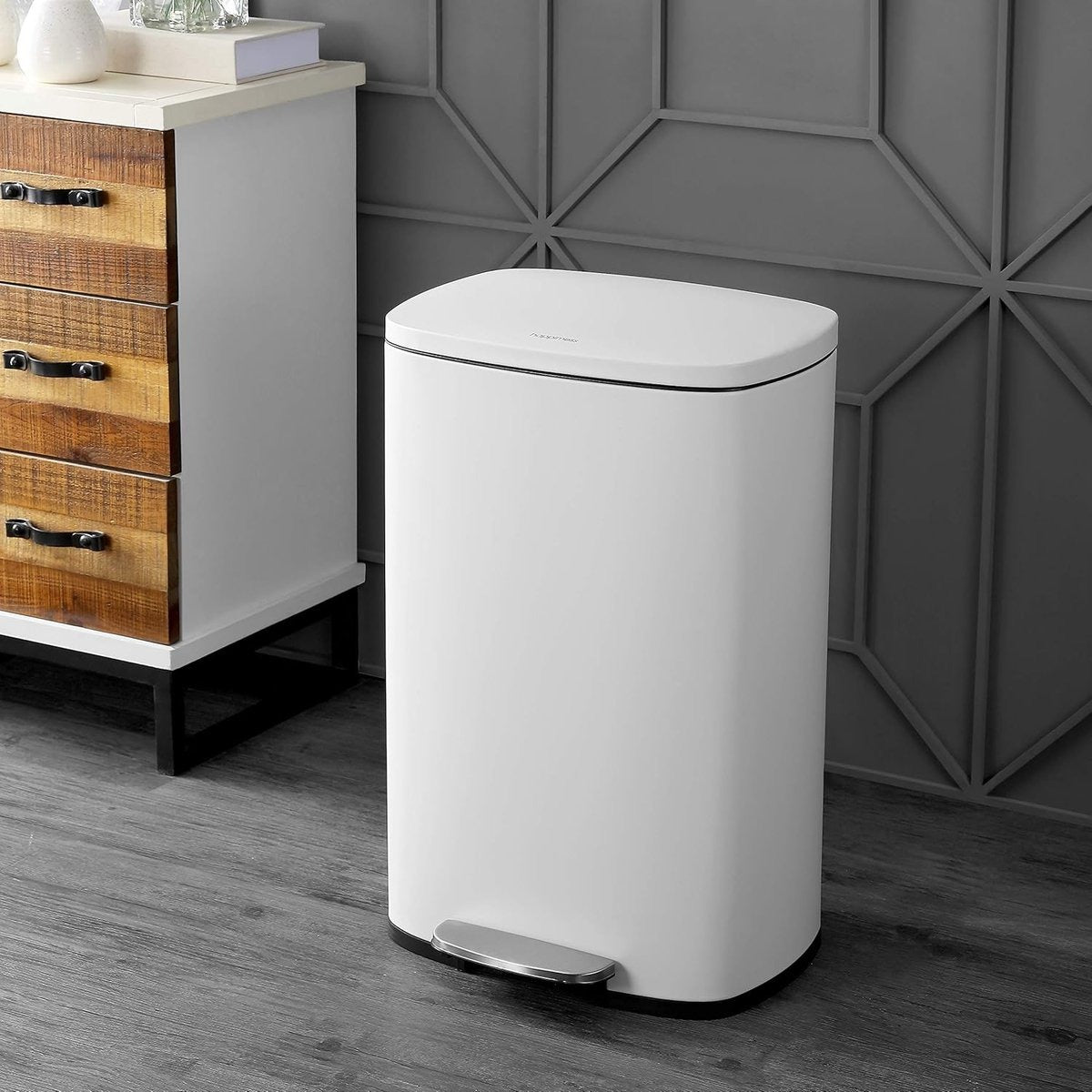 Prullenbak 50 liter RVS Wit